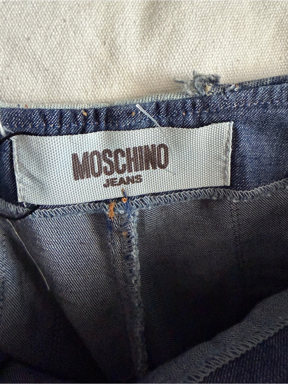 Moschino Distressed Two-Tone Stripe Men’s Jeans - Light & Dark Blue - Picture 5 of 7